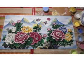 Tranh đá quý hoa mẫu đơn