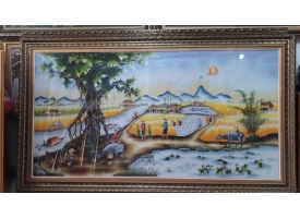 Tranh làng quê thêu tay đà lạt 